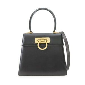 SALVATORE FERRAGAMO Black Leather Shoulder Bag